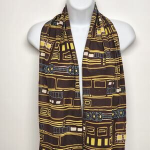 Brown Sparkle Mesh Neck Scarf Long Geometric Glitter Knit Stretch 65x10" Vintage